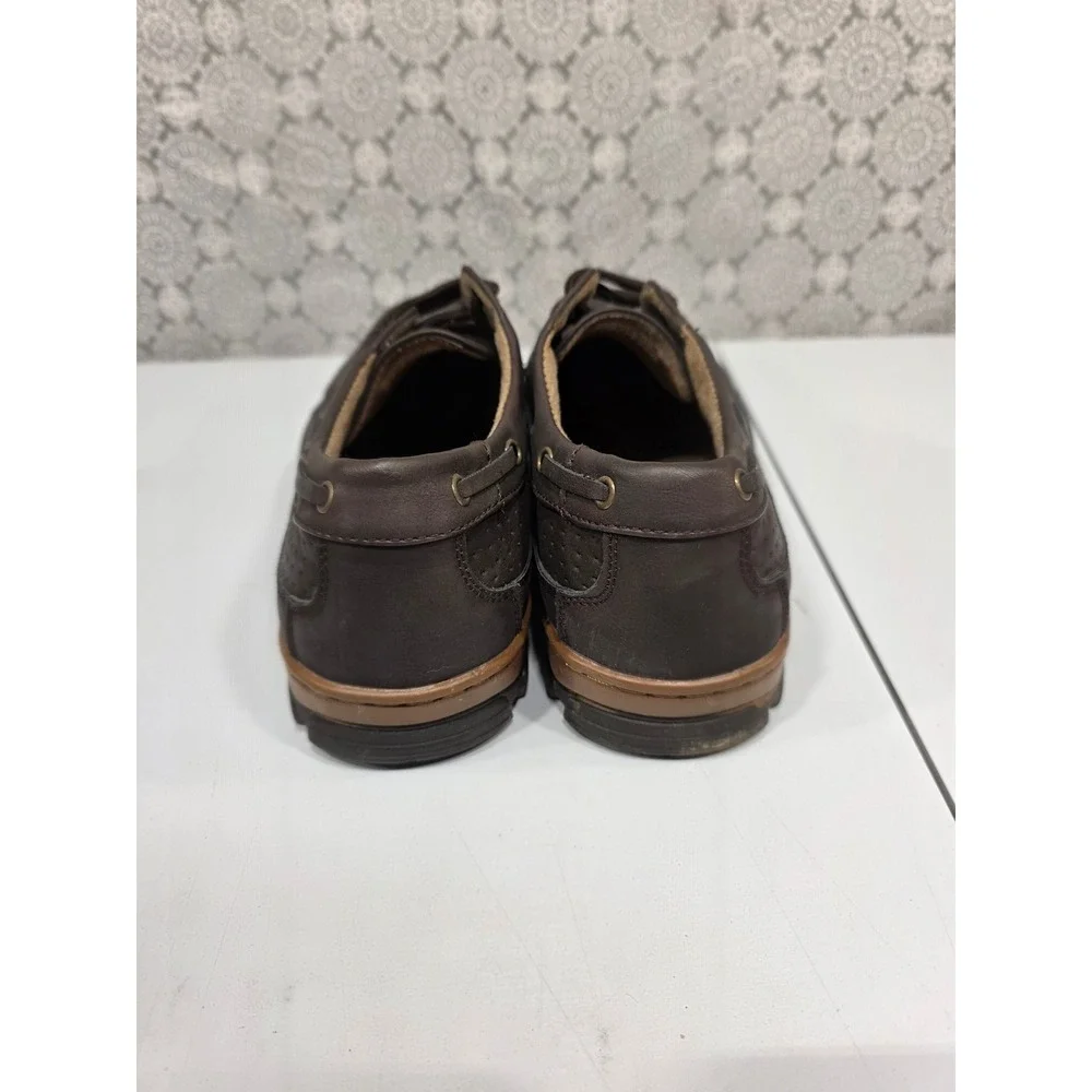 Smiths Workwear Mens Georgia Style Brown Leather Lace Up Boat Shoes Size‎ 11